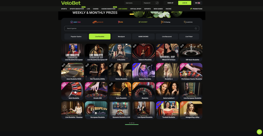 Live Games Velobet