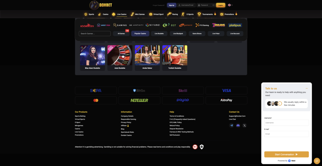 Donbet Customer Support