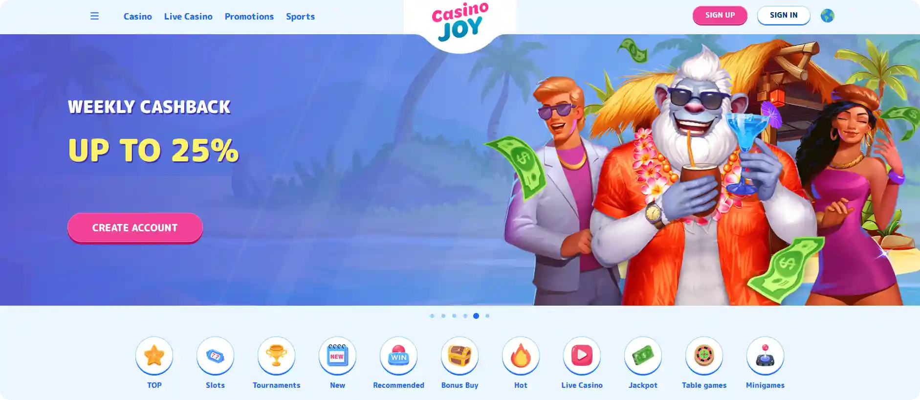Casino Joy lobby wild west slots UK overview