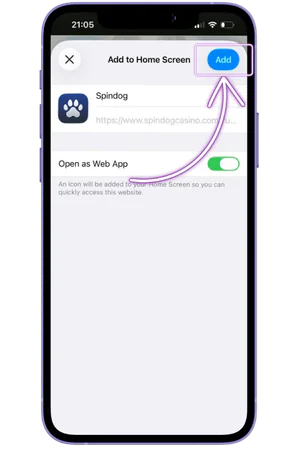 Confirm add to home screen iOS