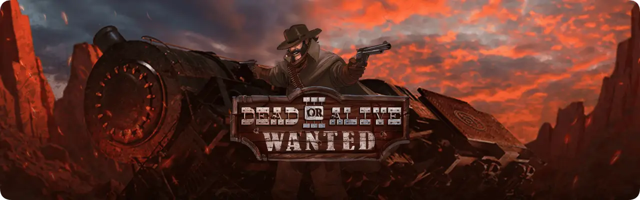 Dead or Alive 3 Wanted slot game banner showing Wild West outlaw theme UK
