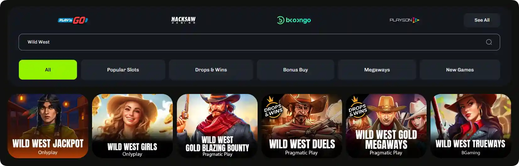 Velobet Casino Wild West slots lobby UK
