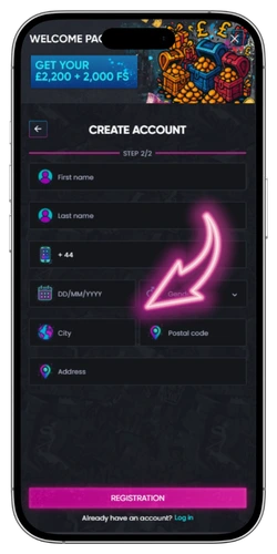 Britsino Casino registration residential address KYC verification form