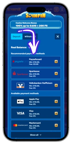 Spinfin Casino registration step 6 UK